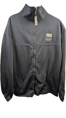 United States Olympic Committee Jacket Mens 2XL Blue Fleece Full Zip Made USA