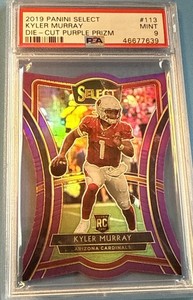 2019 Panini Select Kyler Murray Purple Die-Cut Prizm /75 #113 RC PSA 9