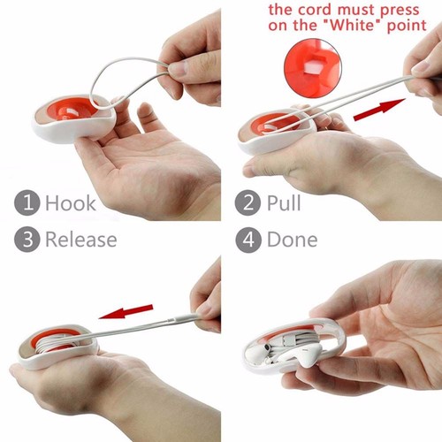 1x Automatic Closing Cable Cord Wire Organizer Bobbin Winder Earphone Wrap - Picture 5 of 13