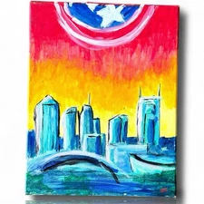 A Painted Canvas Artist Original Artwork Art vibrant skyline captain America NYC