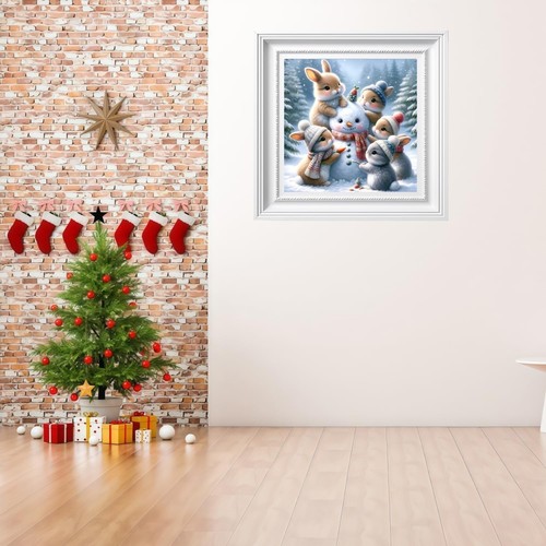 JYXSJYD 5D HÁGALO USTED MISMO Navidad Diamante Arte Kits para Adultos, Muñeco de Nieve Conejo KM268  - Imagen 4 de 7