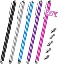 Stylus Pens for Touch Screens Long Pen Body Fiber Mesh Tip set 5 Pack