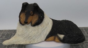 Sandra Brue Sandicast Collie Tri Color Laying Down No Box 10.75” Long 172 Signed