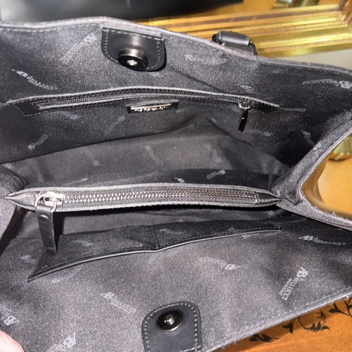 Designer A. Bellucci Italy Handtasche schwarz Leder und schwarzes Kalbshaar - Bild 5 von 17