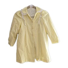 Vtg Sears Yellow Ruffle Button Front Long Sleeve Cottagecore Dress Girls 6X