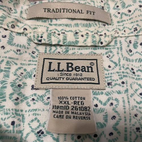 Camisa LL Bean Para Hombre Talla XXL Botones Ajuste Tradicional Verde Azulado Estampado Azteca - Imagen 5 de 13