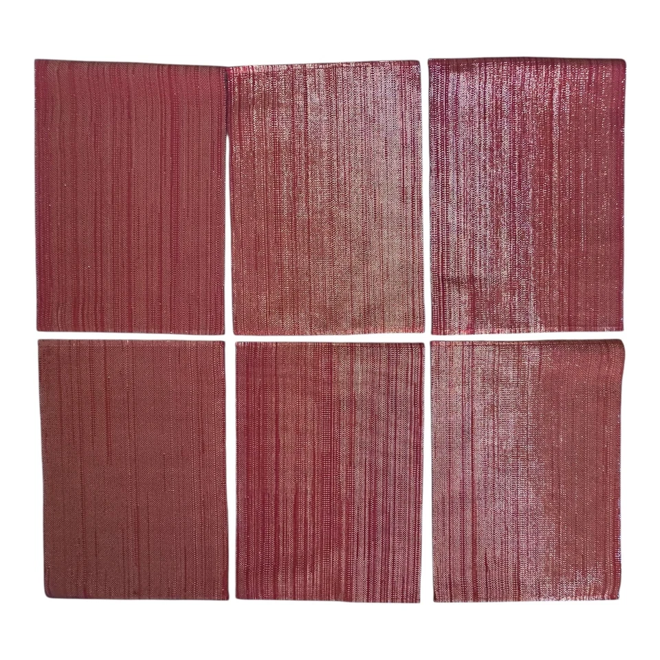 Crate and Barrel Grasscloth Red w Gold Shimmer Placemats 12" x 18" Set of 6 NWOT - Image 2 of 4