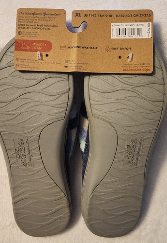 NEW Dearfoams Melanie Terry Cloth Blue Memory Foam Slip On Slippers Sz: XL 11-12 - Picture 5 of 6