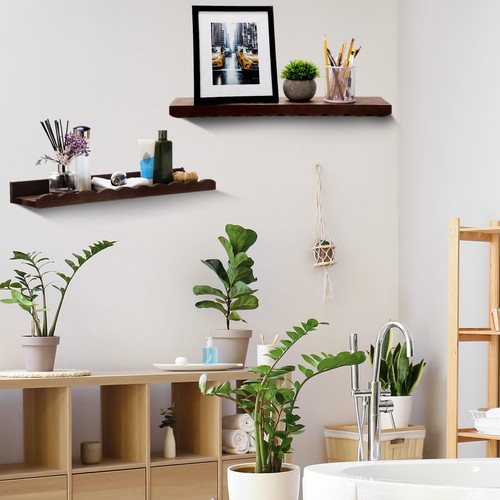 Juego de 2 estantes festoneados estantes flotantes de pared para habitación, baño, dormitorio... - Imagen 7 de 7