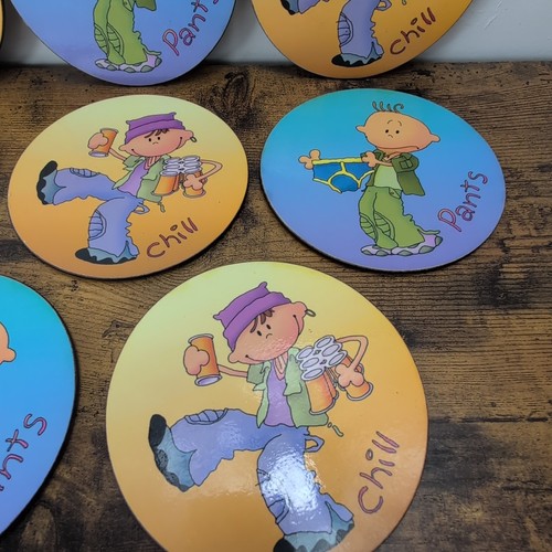 Set 8 Cartoon Funky Table Beer Drink Coasters Mats - Picture 2 of 6