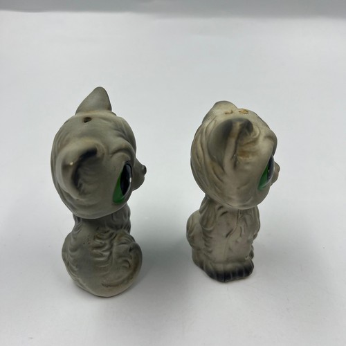 Vintage Big Eye Anthropomorphic Kitty Cat Ceramic Salt & Pepper Shakers Japan - Picture 6 of 8