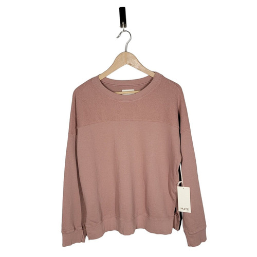 Mate the Label Milo Sweatshirt Medium Dusty Rose Pink Organic French Terry New - Picture 1 of 10