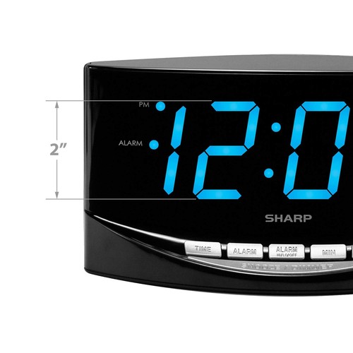Easy to See Alarm Clock with Jumbo 2” Numbers - Bright Blue LED Display - Eas... - Picture 4 of 7