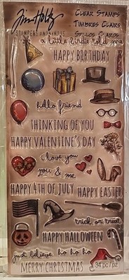 Things Talk Holiday Sayings Clear Stamp Set by Tim Holtz HC014 NEW!
