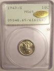 1943-S Mercury Dime PCGS MS-65 (CAC Gold) OGH (1st Gen)