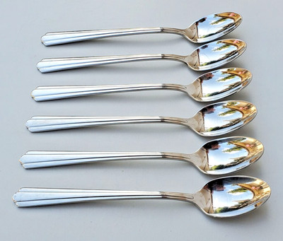 SET Of 6 HAMPTON Silversmiths 18/10 Stainless CENTRAL 6 7/8'' TEASPOONS FLATWARE