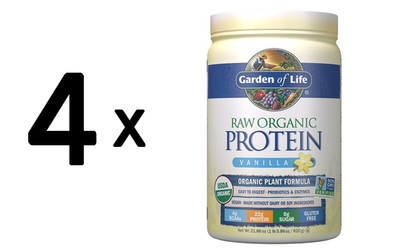 4 x Garden of Life RAW Organic Protein, Vanilla - 624g (96,15 EUR/kg)
