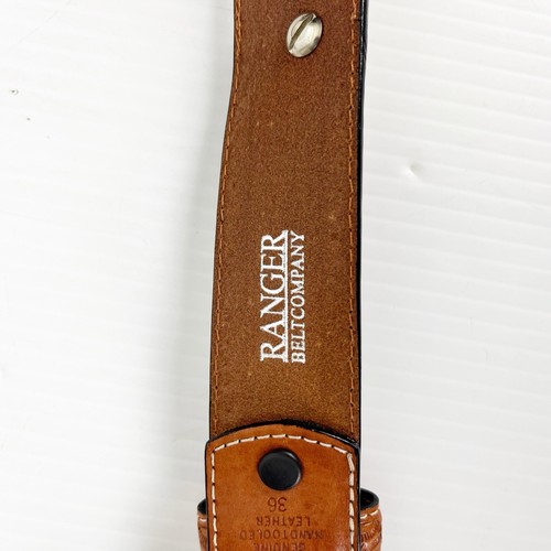 Ranger Belt Company Handtooled Leather Western Fur Gold Cross - Picture 4 of 6