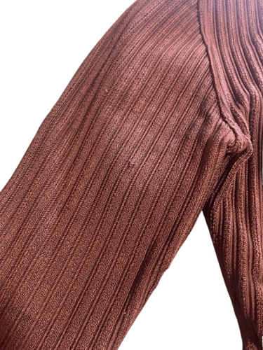 Alaïa Vintage Brown Ribbed Bodycon Mini Dress Size Large - Picture 5 of 15