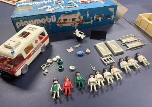Vintage 1977 Original  Playmobil Systems Geobra Ambulance and Hospital Lot