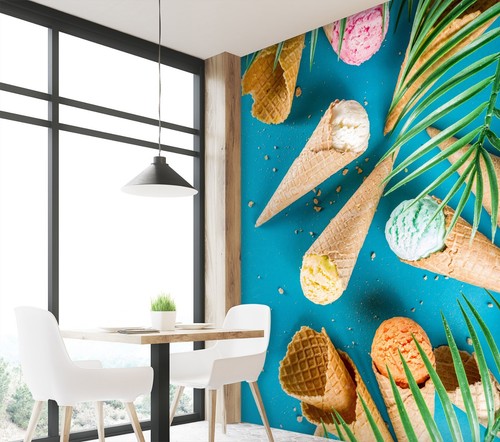 Papier peint mural le plus cher daffaires 3D crème glacée mangue B4514 commerce