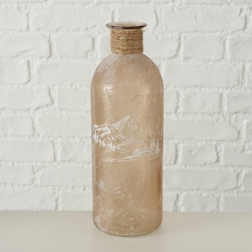 Flasche Dekoflasche Vase Glas Kitzbühl Berge lackiert 21cm grün nougat Farbwahl - Bild 4 von 6