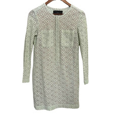 Victoria Beckham For Target Womens Mint Green Lace Long Sleeve Shift Dress Small