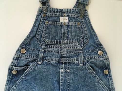VTG USA Made Calvin Klein Carpenter Jean Shortalls Girls M Y2K Double Stone Wash - Picture 4 of 22