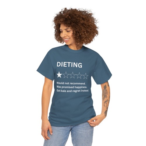 Funny 1 Star Review Unisex Tee Shirt Dieting Kale Regret  T-Shirt Apparel Humor - Picture 80 of 137