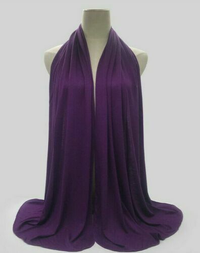 Good Quality Jersey Scarf Shawl Wrap Hijab Stretchy Big Large Plain Maxi Lycra - Picture 44 of 121