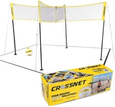 NEW CROSSNET 4-Way Volleyball Net w/ Carrying Backpack & Ball - 4 Square Volley