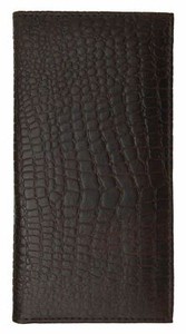 Genuine Leather Plain Checkbook Cover Crocodile Brown