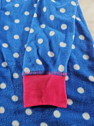 Pajamas Footed Kitty Head Blue Polka Dot Suit Sz Med 100% Polyester Fleece - Picture 14 of 18