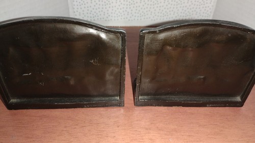 VINTAGE BRONZE ART BOOKENDS BY L.V. ARONSON 1925 SHAKESPEARE'S HOUSE - Picture 12 of 15