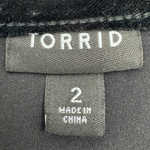 Torrid Black Crepe & Velvet Trim Asymmetrical Peplum Top Women +2 Deep Black - Picture 6 of 10