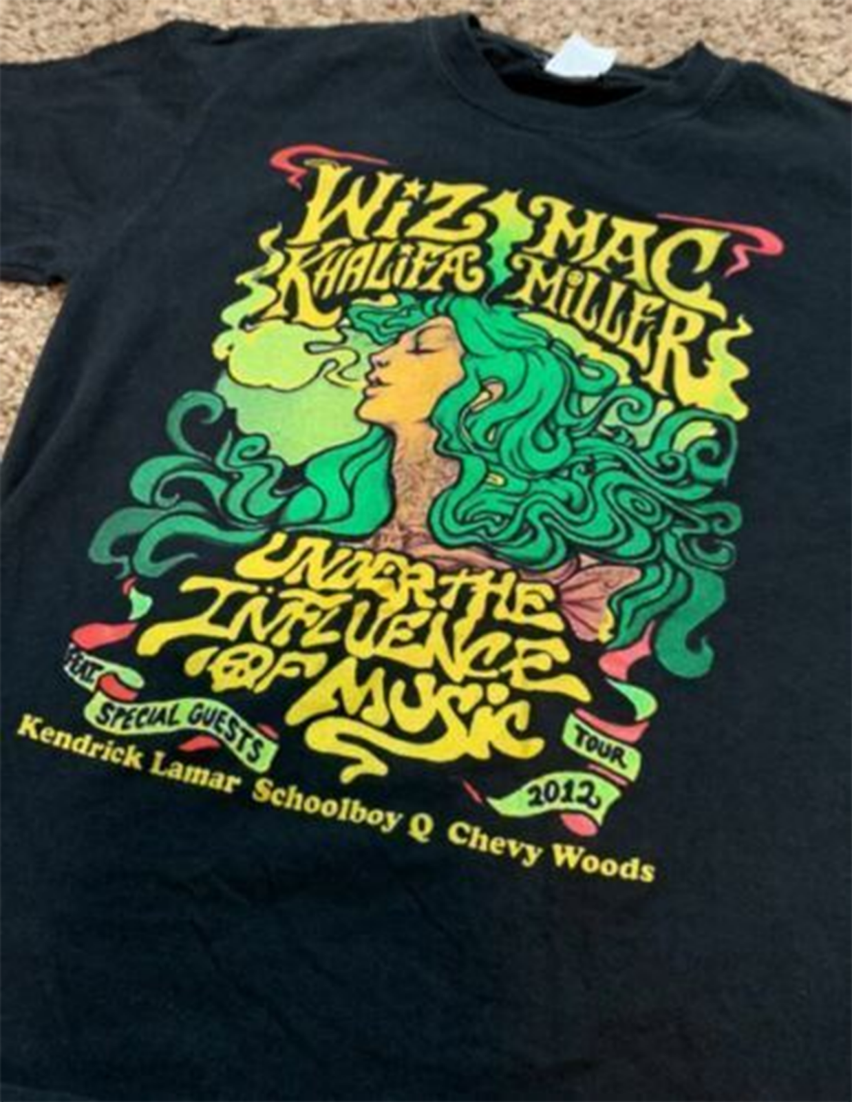 Mac Miller Wiz Khalifa Tour Black T Shirt Size S M L 234XL