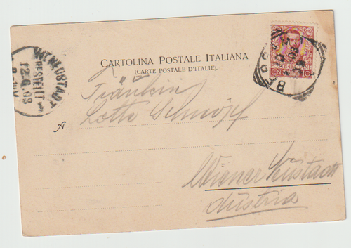 Ak. Bergamo, Piazza Necchia, Denkmal Garibaldi, gel. 1903 - Imagen 2 de 2