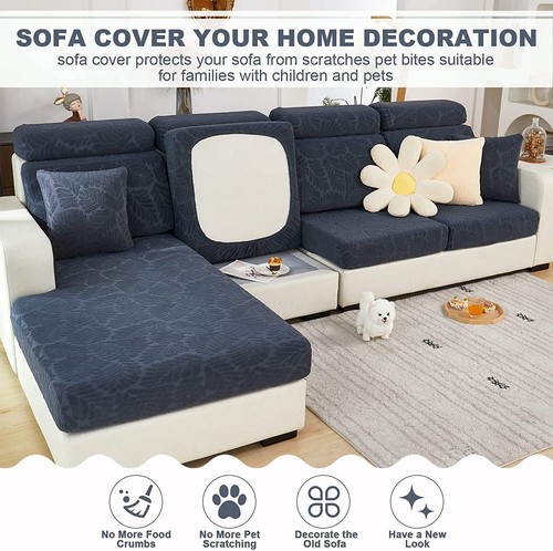 Wear-Resistant L Shape Sofa Cover Stretch Couch Cushion Chaise Lounge Slipcover - Picture 10 of 51