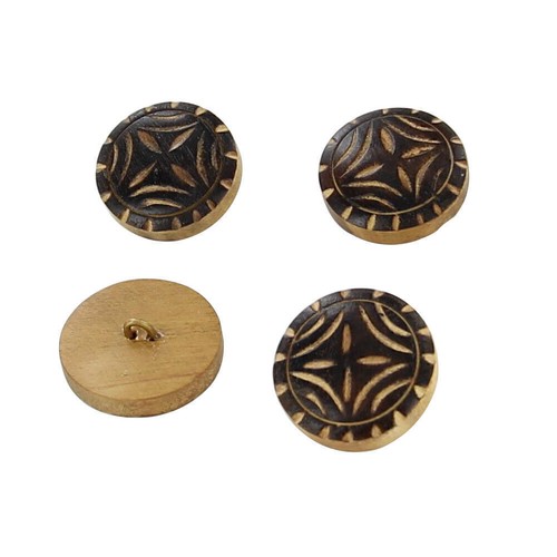 4 Pcs Natural Shapes Retro Buttons, Vintage Buttons Bovine Horn Sewing Crafts - Picture 3 of 4