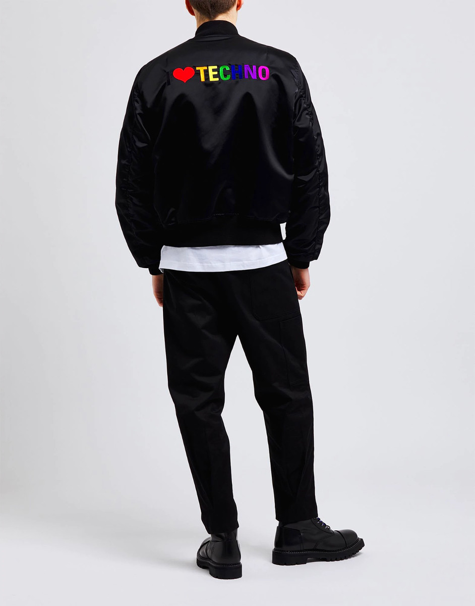 NWT Sold Out Balenciaga Black I Love Techno Bomber Jacket Size