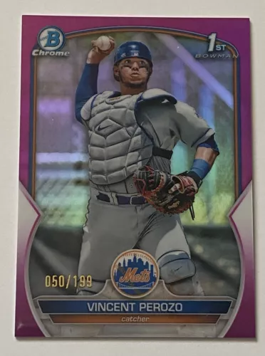 2023 Bowman Chrome Vincent Perozo 1st Prospect Fuchsia Refractor #50/199 Mets