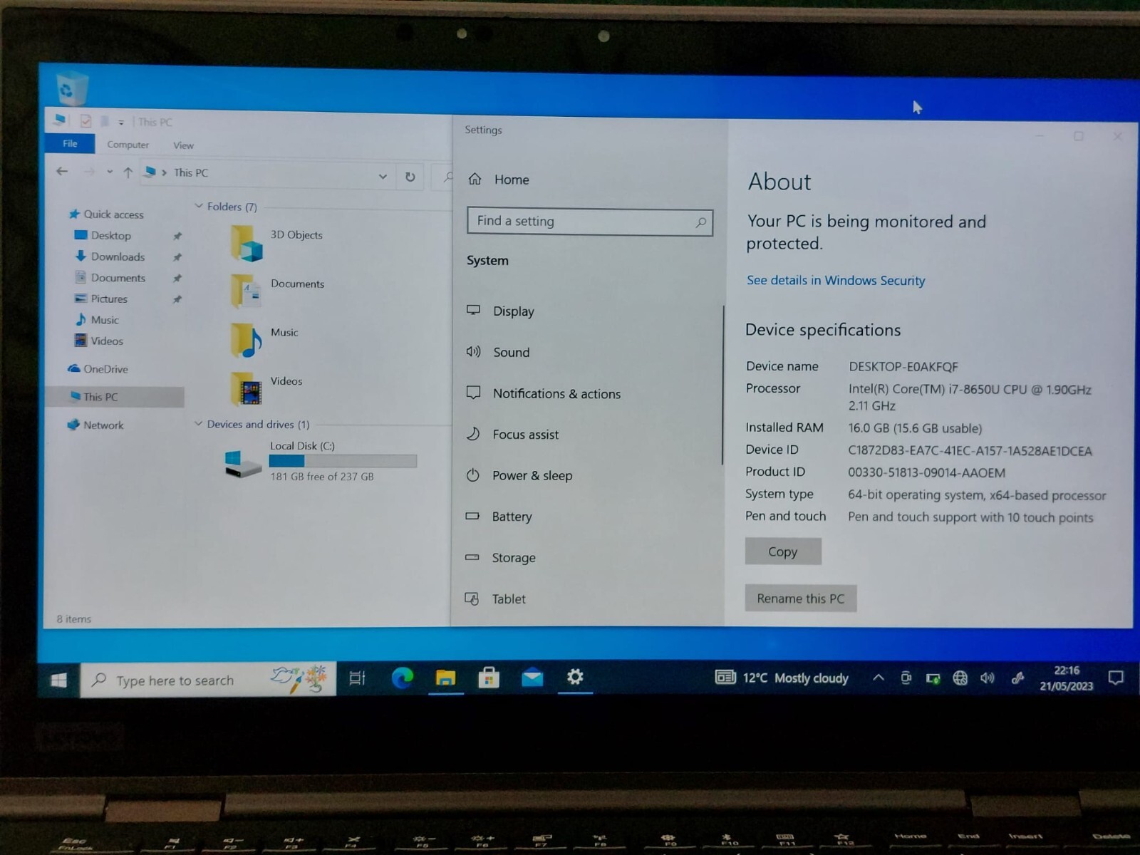 Lenovo X1 Yoga 3rd Gen 14" Touch Laptop i7 8th 1.9GHz 16GB RAM 512GB SSD Win 10 - Picture 4 of 17