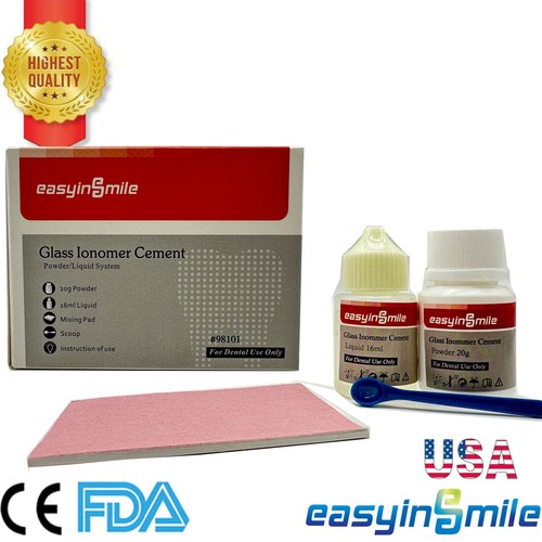 Dental Glass Ionomer Cement Permanent Luting For Crowns Bridges Veneer 20g+10ml  - 第 1/10 張圖片