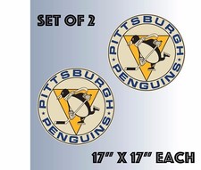 Set of 2 Pittsburgh Penguins Vinyl Sticker Decal Cornhole 17"x17"