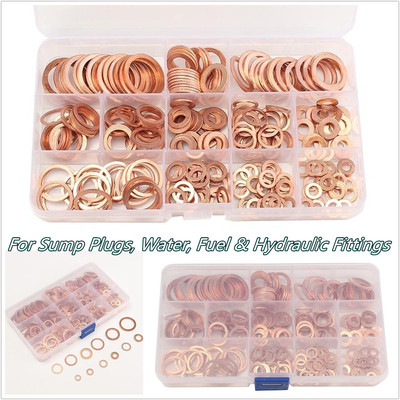 12 Sizes 280Pcs Washers Solid Copper Sump Plug Assorted Engine Washer Set /&Box
