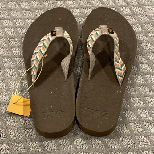 TEVA WOMENS 6 RETRO GEOMETRIC NEUTRAL REFLIP FLIP FLOPS SANDALS New With Tags - Picture 8 of 13