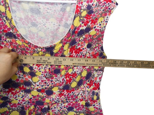 Boden Margot Kleid Größe 14 R Jersey Blumenmuster rosa gelb lila Schaufelausschnitt - Bild 6 von 10