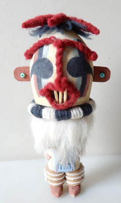 Antike Hopi Kachina Puppe Rassel 6'' groß, Picto auf Unterseite signiert