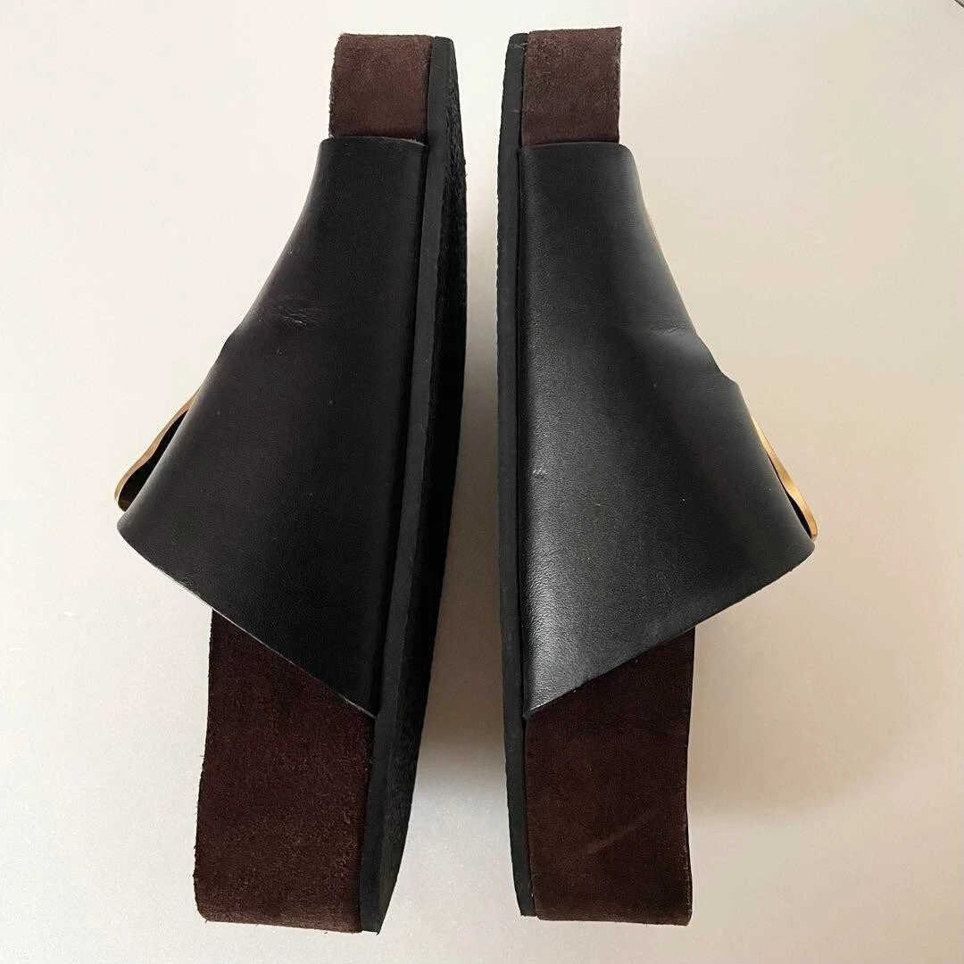 Scarpe da donna 7.0US Celine rare sandali in pelle con fibbia da cowboy piatta limitata JP