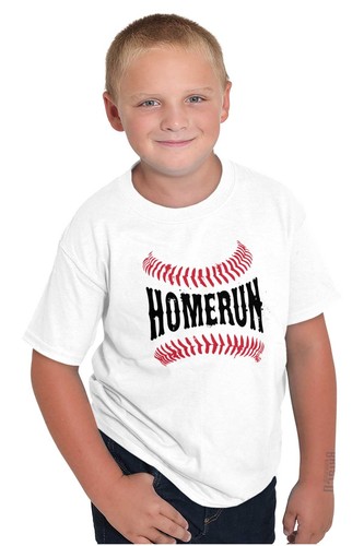 Sports Fan Baseball Stitches Homerun Crewneck T Shirts Boy Girl - Picture 1 of 9